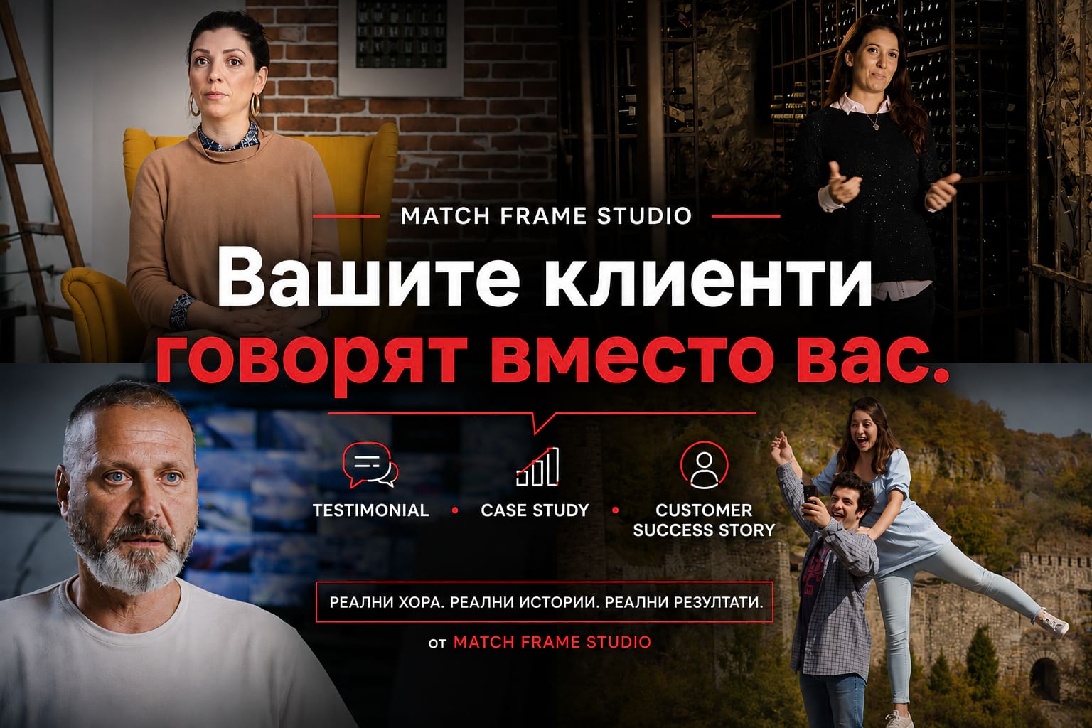 Видео с клиентски отзив, Testimonial Video, Case Study и Customer Success Story, създадени от Match Frame Studio